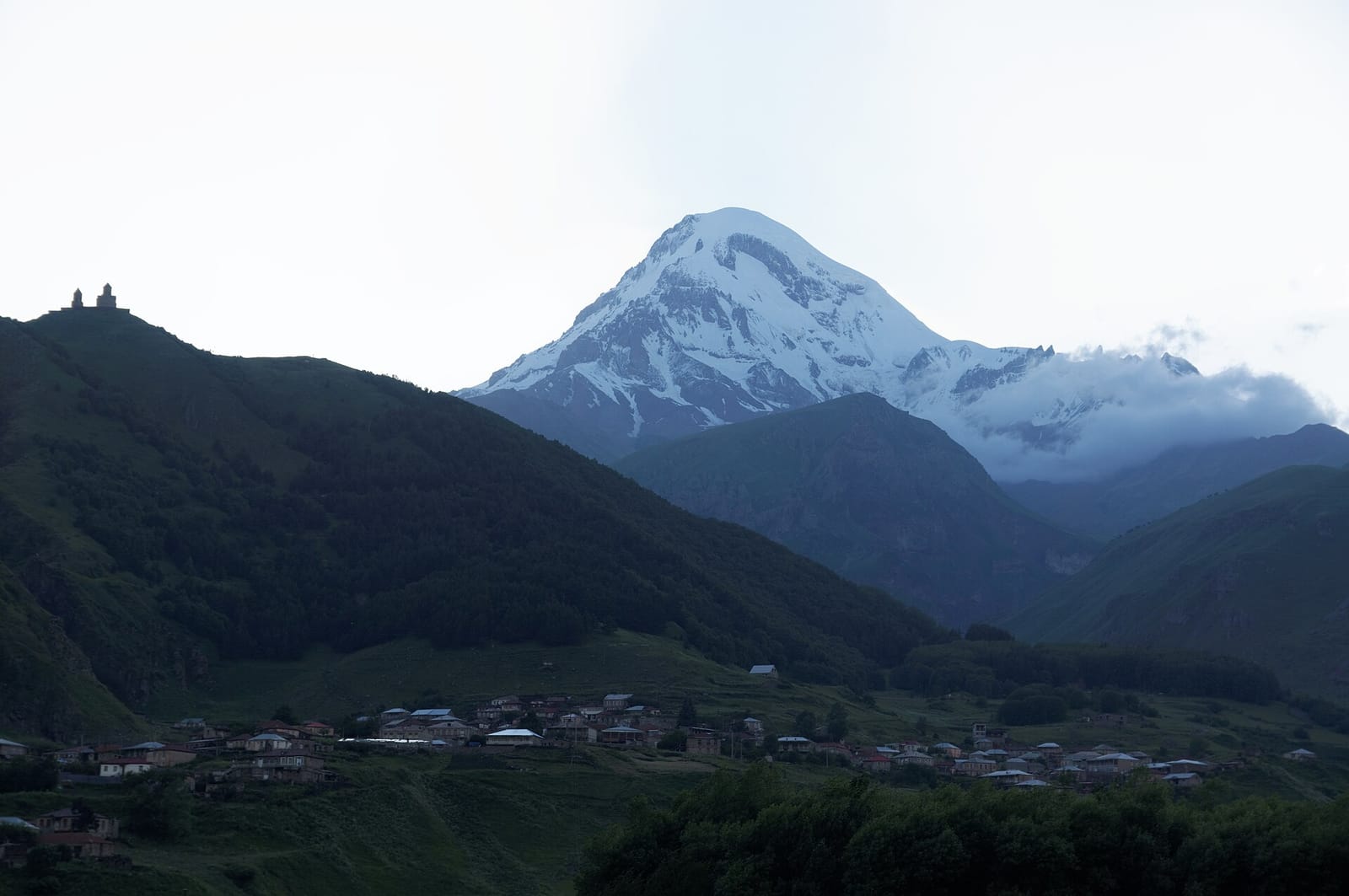 Mount Kazbek at sunset