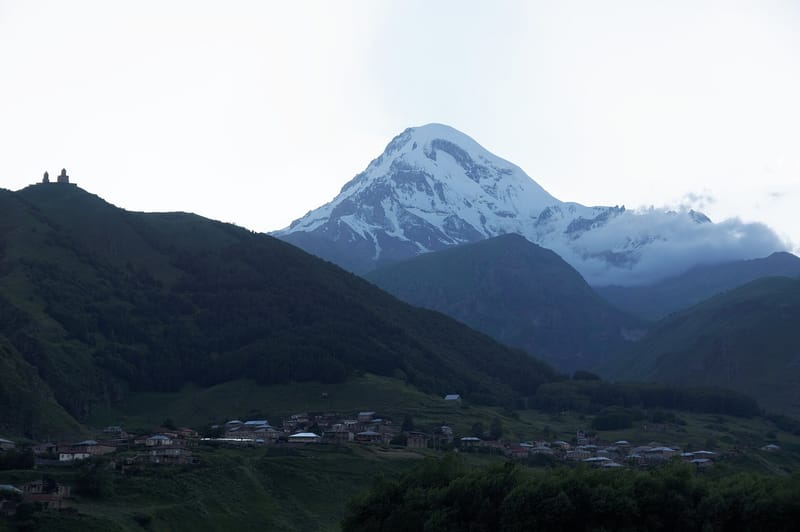 Mount Kazbek at sunset